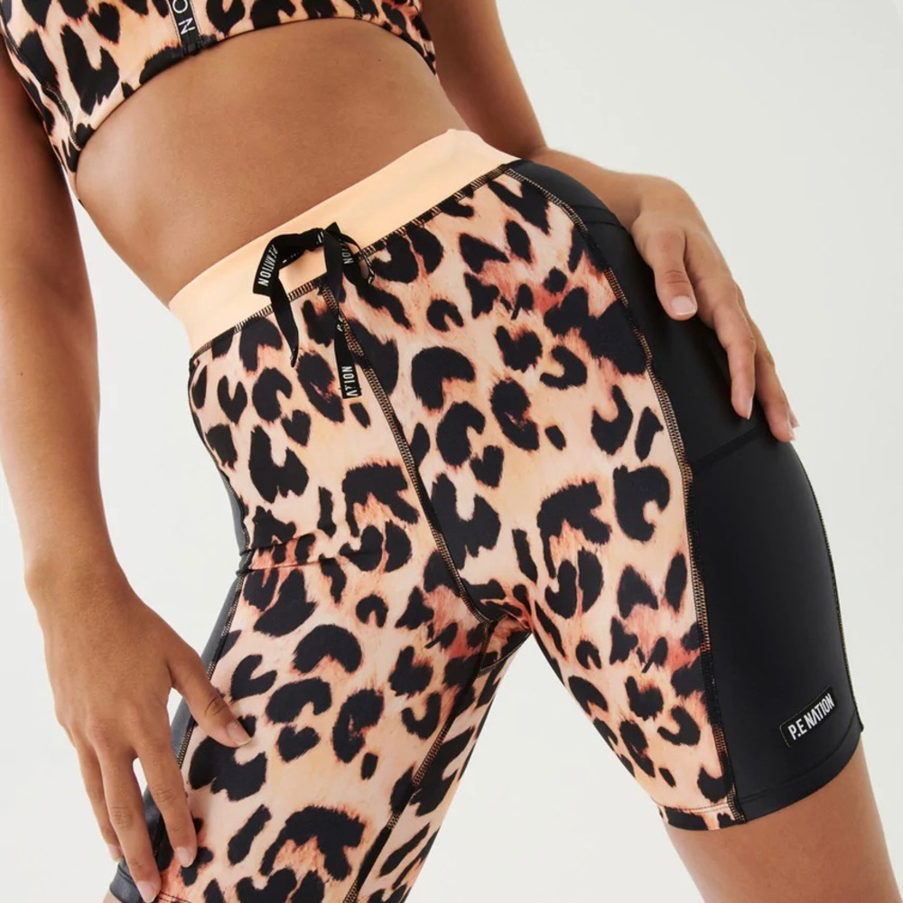 PE Nation Game Changer Leopard Biker Shorts